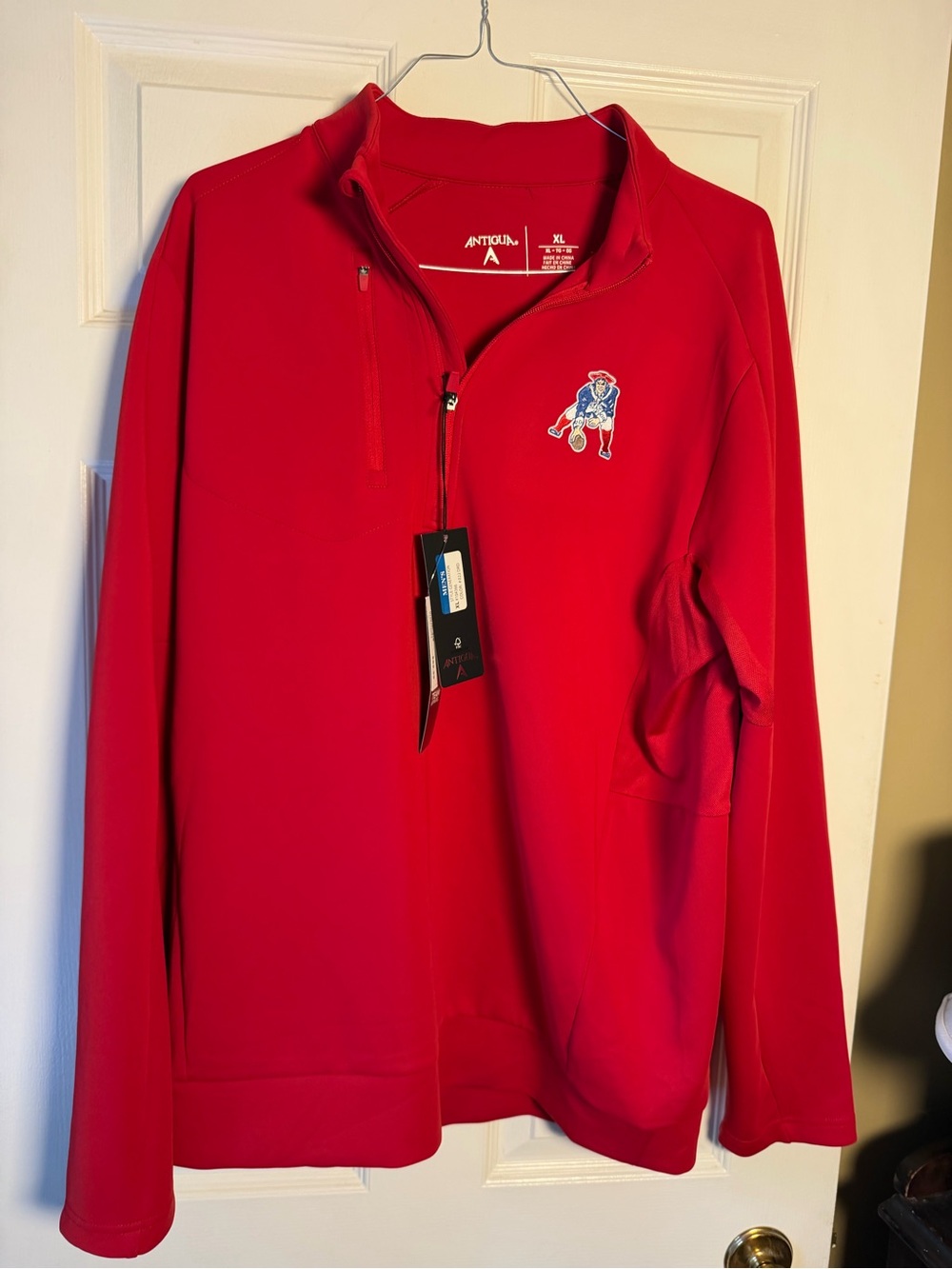 Antigua New England Patriots Generation 1/4 Zip Pullover Red Men's XL NWT